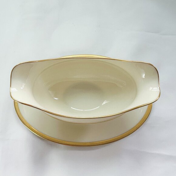 Lenox Tuxedo J-33 Gravy Boat with Attached Saucer, Vintage - Picture 5 of 9